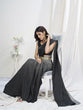 Load image into Gallery viewer, Grey-Black Ready to Wear One Minute Lycra Saree ClothsVilla