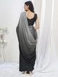 Load image into Gallery viewer, Grey-Black Ready to Wear One Minute Lycra Saree ClothsVilla