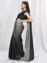 Load image into Gallery viewer, Grey-Black Ready to Wear One Minute Lycra Saree ClothsVilla