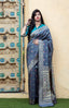 Grey-Blue Banarasi Silk Festival Wear Saree With Blouse ClothsVilla