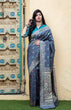Load image into Gallery viewer, Grey-Blue Banarasi Silk Festival Wear Saree With Blouse ClothsVilla