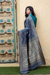 Load image into Gallery viewer, Grey-Blue Banarasi Silk Festival Wear Saree With Blouse ClothsVilla