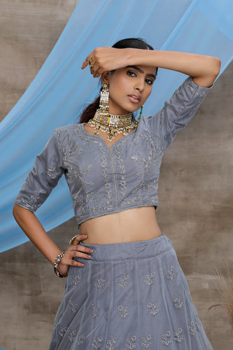 Grey Lehenga choli For women,wedding bridal wear lengha choli custom made party wear, Bollywood Style ClothsVilla