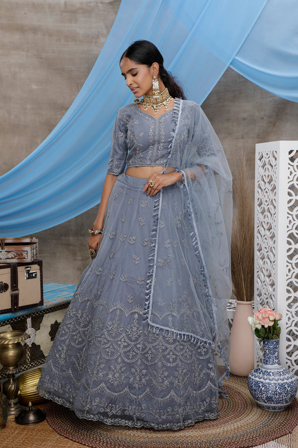 Grey Lehenga choli For women,wedding bridal wear lengha choli custom made party wear, Bollywood Style ClothsVilla