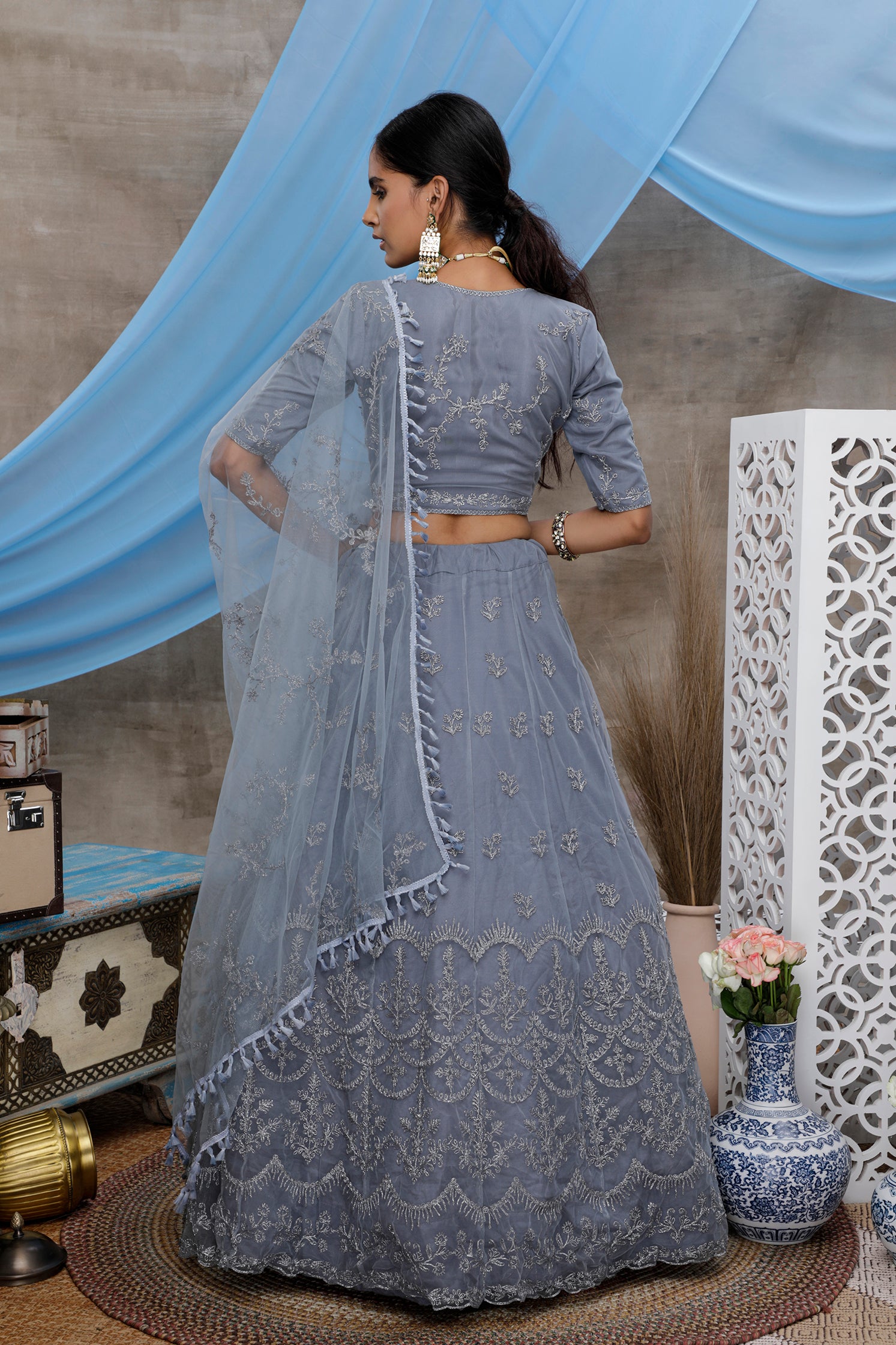 Grey Lehenga choli For women,wedding bridal wear lengha choli custom made party wear, Bollywood Style ClothsVilla