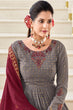 Load image into Gallery viewer, Grey Georgette Thread And Sequins Embroidered Kurta Palazzo Set ClothsVilla.com