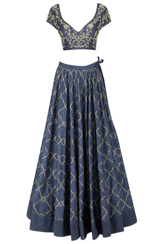 Grey Pakistani Art Silk Lehenga Choli For Indian Festival & Weddings - Sequence Embroidery Work, Zari Work Clothsvilla