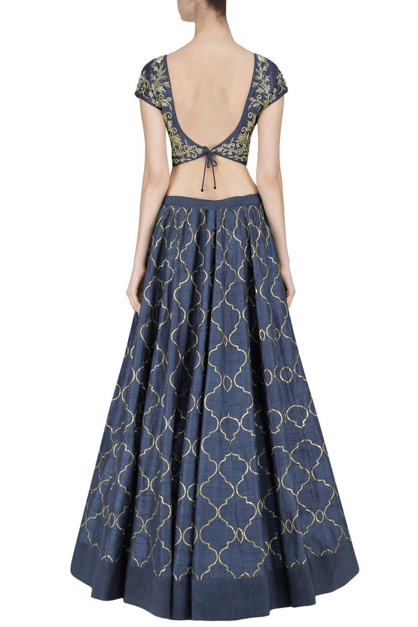 Grey Pakistani Art Silk Lehenga Choli For Indian Festival & Weddings - Sequence Embroidery Work, Zari Work Clothsvilla