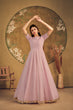 Load image into Gallery viewer, Half Sleeves Soft Net Fabric Dusty Pink Color Fancy Work Gown ClothsVilla