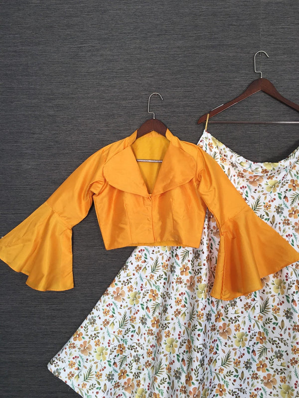 Yellow Color Heavy Dull Satin Digital Printed Lehenga Choli Clothsvilla