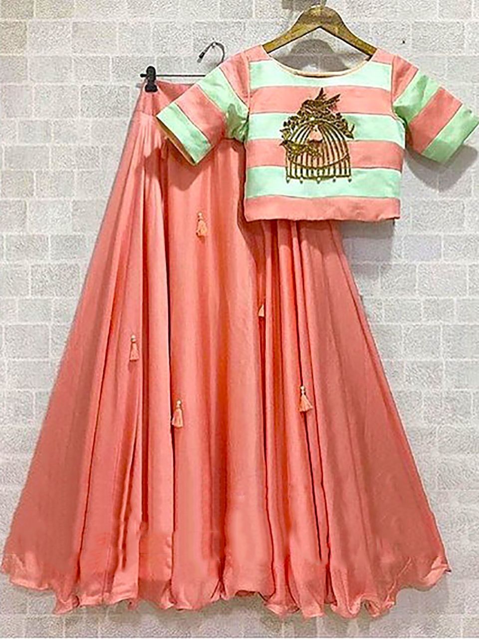 Hot Selling Designer peach Lehenga ClothsVilla