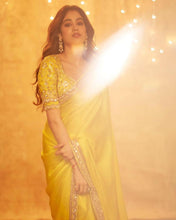 Load image into Gallery viewer, Hot Yellow Embroidered Saree With Sequins Work Clothsvilla