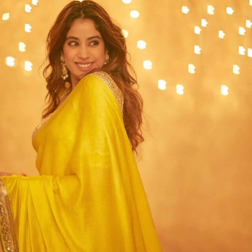 Hot Yellow Embroidered Saree With Sequins Work Clothsvilla