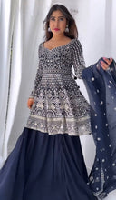 Load image into Gallery viewer, Navy Blue Color Embroidery Sequence Work Lovely Top With Lehenga