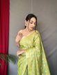 Load image into Gallery viewer, Pista Green Saree In Cotton With Rose Gold Woven Clothsvilla