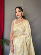 Load image into Gallery viewer, Ivory Cream Saree in Cotton With Rose Gold Woven Clothsvilla