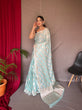 Load image into Gallery viewer, Powder Blue Saree in Tabby Soft Silk Woven Clothsvilla