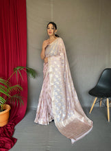 Load image into Gallery viewer, Baby Pink Saree in Tabby Soft Silk Woven Clothsvilla