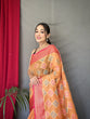 Load image into Gallery viewer, Rangkart Vol. 1 Organza Contrast Woven Saree Pastel Orange Clothsvilla