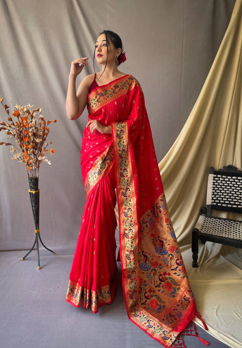 Paithani Silk Vol. 1 Woven Saree Red Clothsvilla Main image