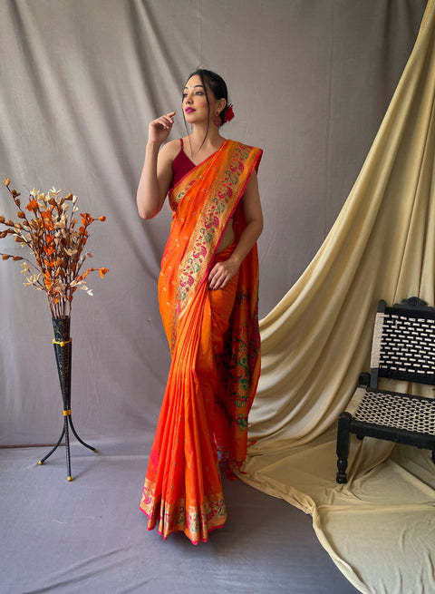 Paithani Silk Vol. 1 Woven Saree Mustard Clothsvilla Main image
