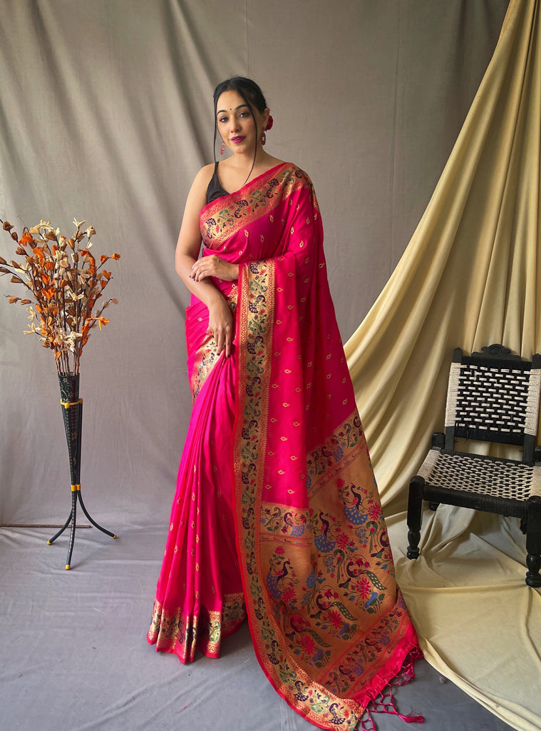 Paithani Silk Vol. 1 Woven Saree Pink Clothsvilla