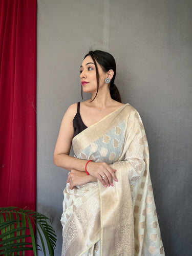 Ivory Man Mohini Cotton Muslin Woven Saree Clothsvilla