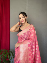 Load image into Gallery viewer, Pink Man Mohini Cotton Muslin Woven Saree Clothsvilla