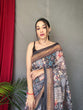 Load image into Gallery viewer, Grey Ajrakh Carpet Silk Cotton Printed Saree Clothsvilla