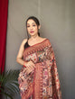 Load image into Gallery viewer, Brown Ajrakh Carpet Silk Cotton Printed Saree Clothsvilla