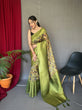 Load image into Gallery viewer, Yellow Green Kora Muslin Kalamkari Silk Woven Saree Clothsvilla
