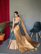 Load image into Gallery viewer, Deep Blue Peach Kora Muslin Kalamkari Silk Woven Saree Clothsvilla