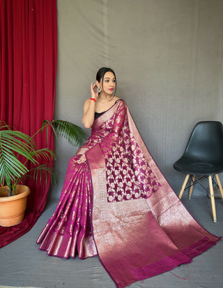 Burgundy Jhalak Cotton Linen Jaal Woven Saree Clothsvilla