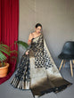 Load image into Gallery viewer, Black Jhalak Cotton Linen Jaal Woven Saree Clothsvilla