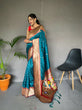 Load image into Gallery viewer, Polka Paithani Silk Woven Saree Teal Blue Clothsvilla