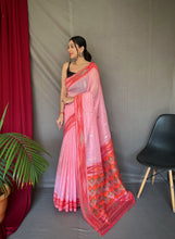 Load image into Gallery viewer, Pink Cotton Ikat Woven Saree Clothsvilla