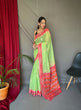 Load image into Gallery viewer, Green Cotton Ikat Woven Saree Clothsvilla
