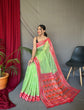Load image into Gallery viewer, Green Cotton Ikat Woven Saree Clothsvilla