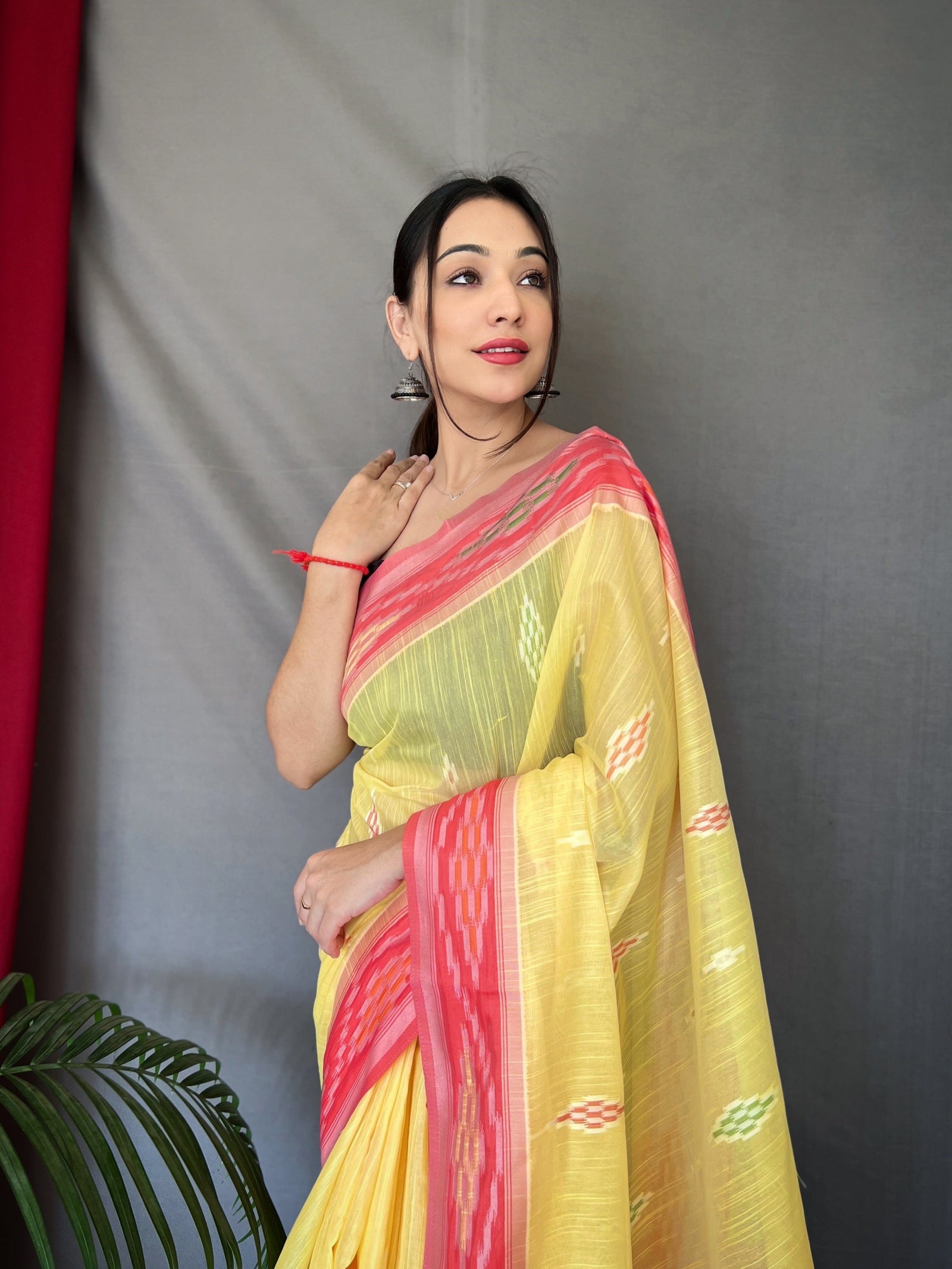 Yellow Cotton Ikat Woven Saree Clothsvilla