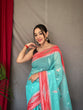 Load image into Gallery viewer, Blue Cotton Ikat Woven Saree Clothsvilla