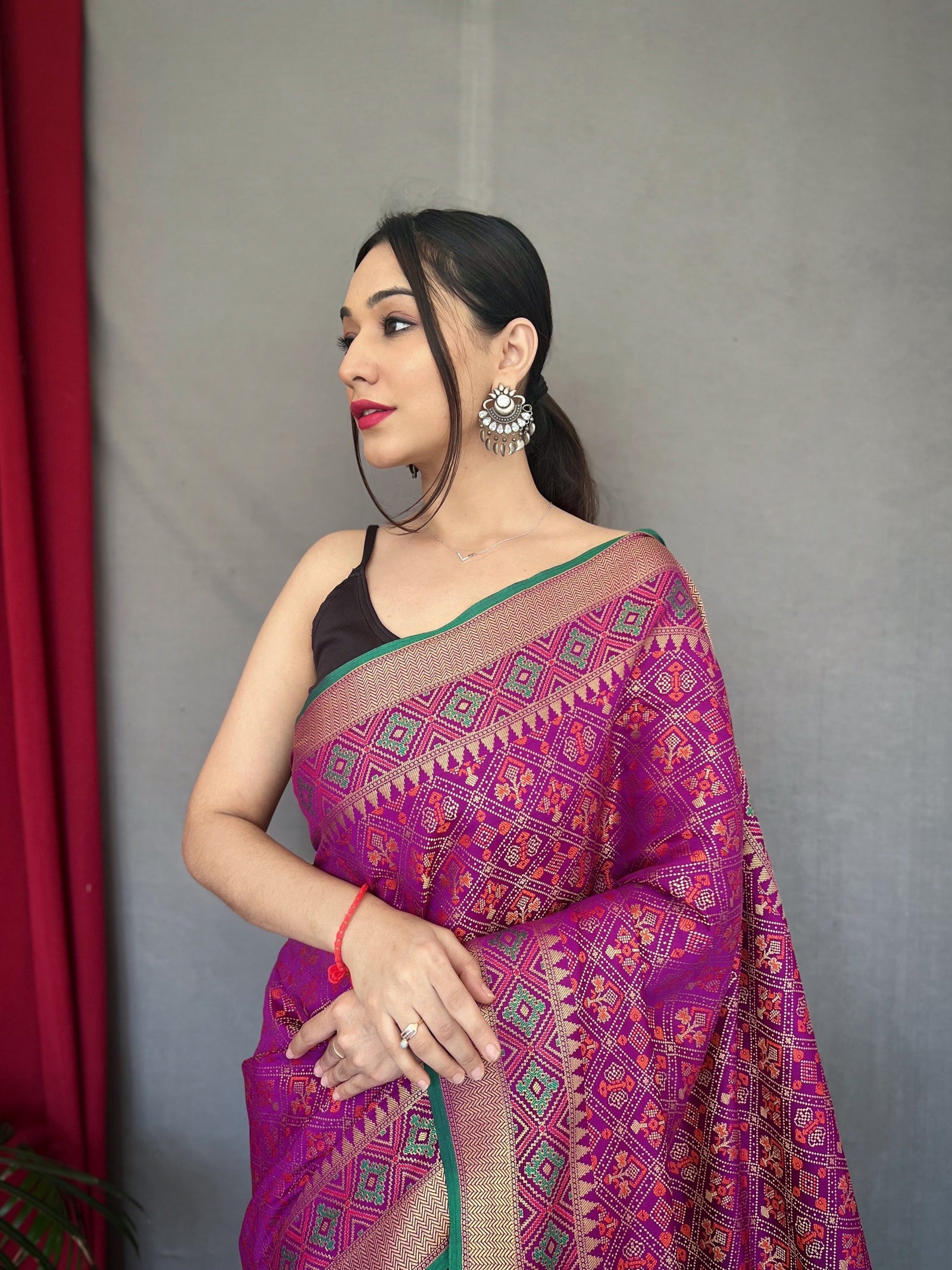 Magenta Purple Rajkoti Patola Silk Woven Saree Clothsvilla