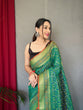 Load image into Gallery viewer, Green Rajkoti Patola Silk Woven Saree Clothsvilla