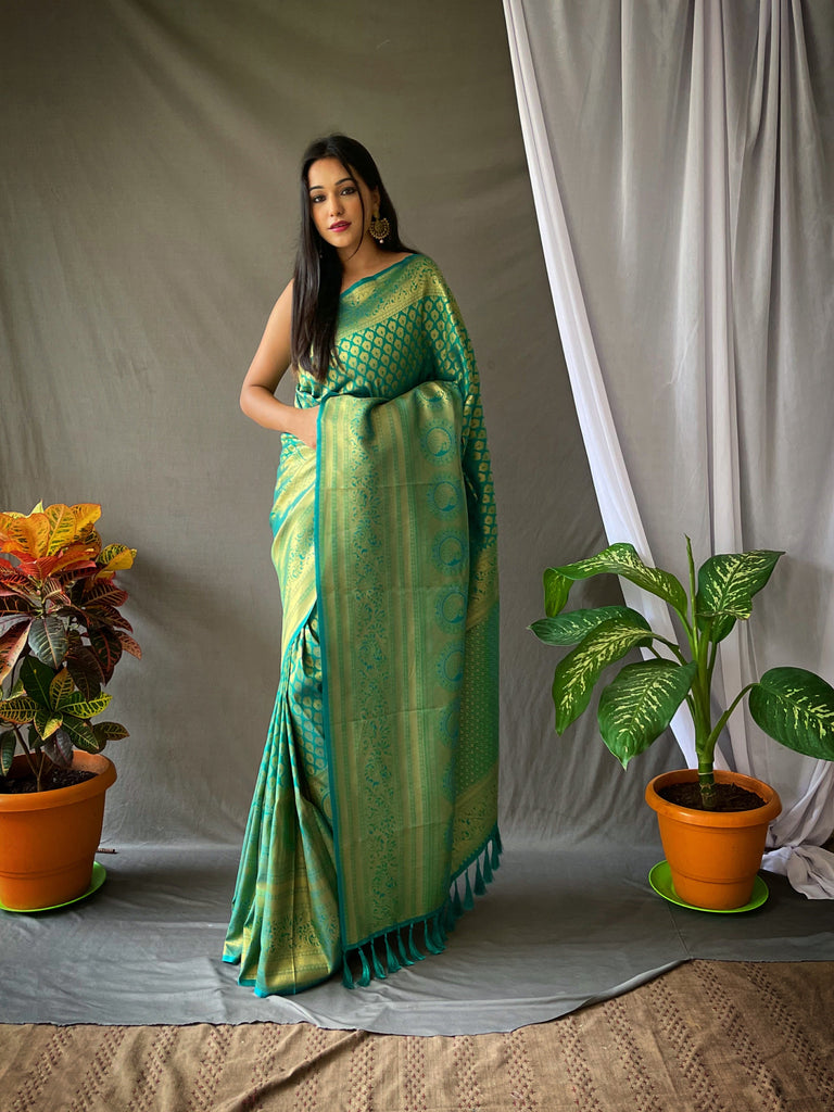 Pure Kanjeevaram Silk #1 Rama Green Clothsvilla