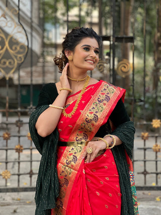 Anushka Pimputkar in Red Paithani Silk Woven Saree Clothsvilla