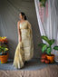 Linen Silver Zari Woven Saree Chickoo Clothsvilla