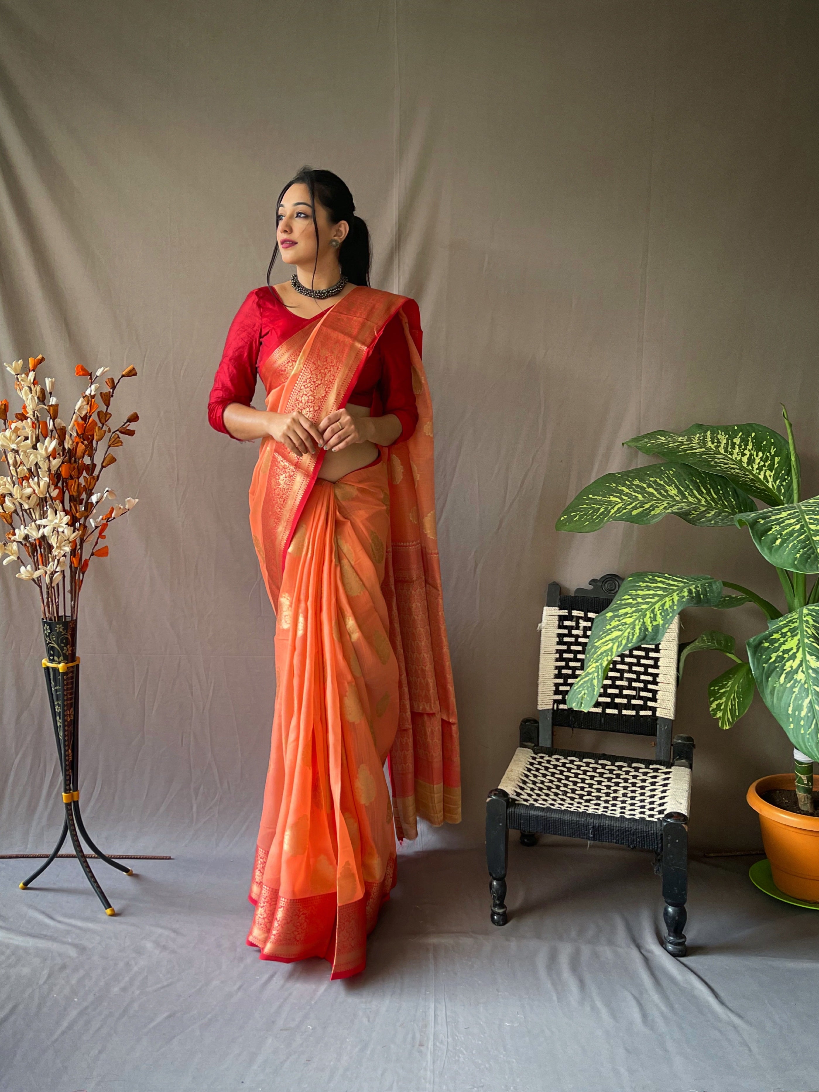Linen Chaap Woven Portland Orange Clothsvilla Main image