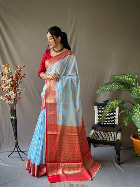 Linen Chaap Woven Carolina Blue Clothsvilla Main image