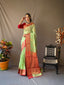 Linen Chaap Woven Saree Pistachio Green Clothsvilla