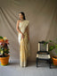 Linen Silver Zari Woven Saree Chickoo Clothsvilla
