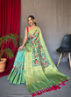Load image into Gallery viewer, Mist Green Anokhi Kora Muslin Silk Floral Printed Jaal Woven Saree Clothsvilla